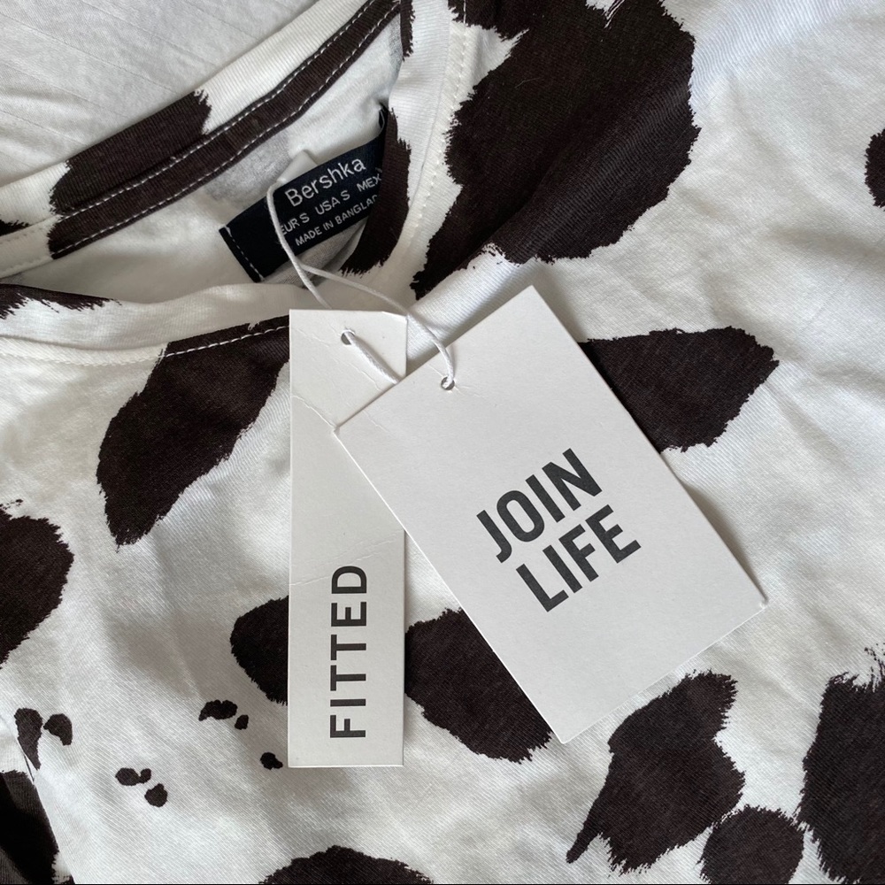 Bershka cow print crop top baby tee shirt - Picture 3 of 7